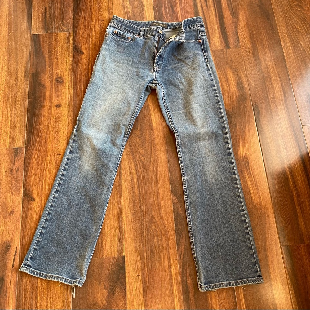 Y2K Banana Republic Factory Straight Low Rise Boot Cut Jeans Frayed 8L
